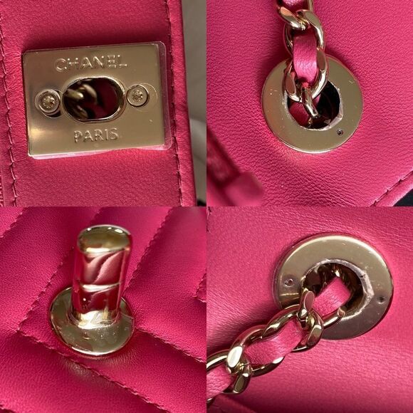 Chanel Trendy CC WOC Chevron Lambskin Wallet On Chain - Pink / light gold - Picture 12 of 14